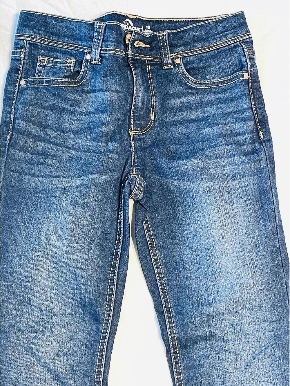 Jordache boot cut jeans dark blue with adjustable waistband girls size 10